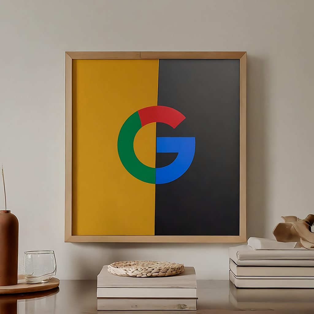 Google Logo Framed on a Wall.